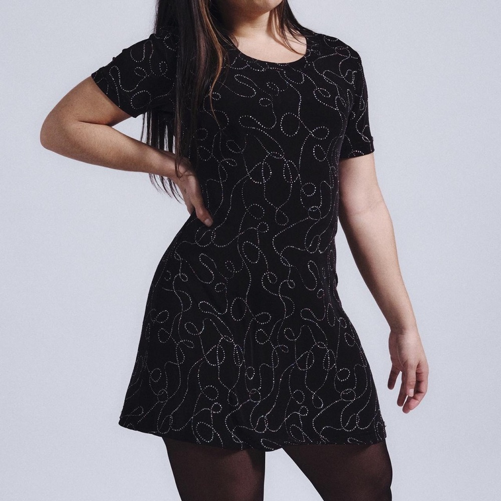 90s Holographic Glitter Swirl Dress